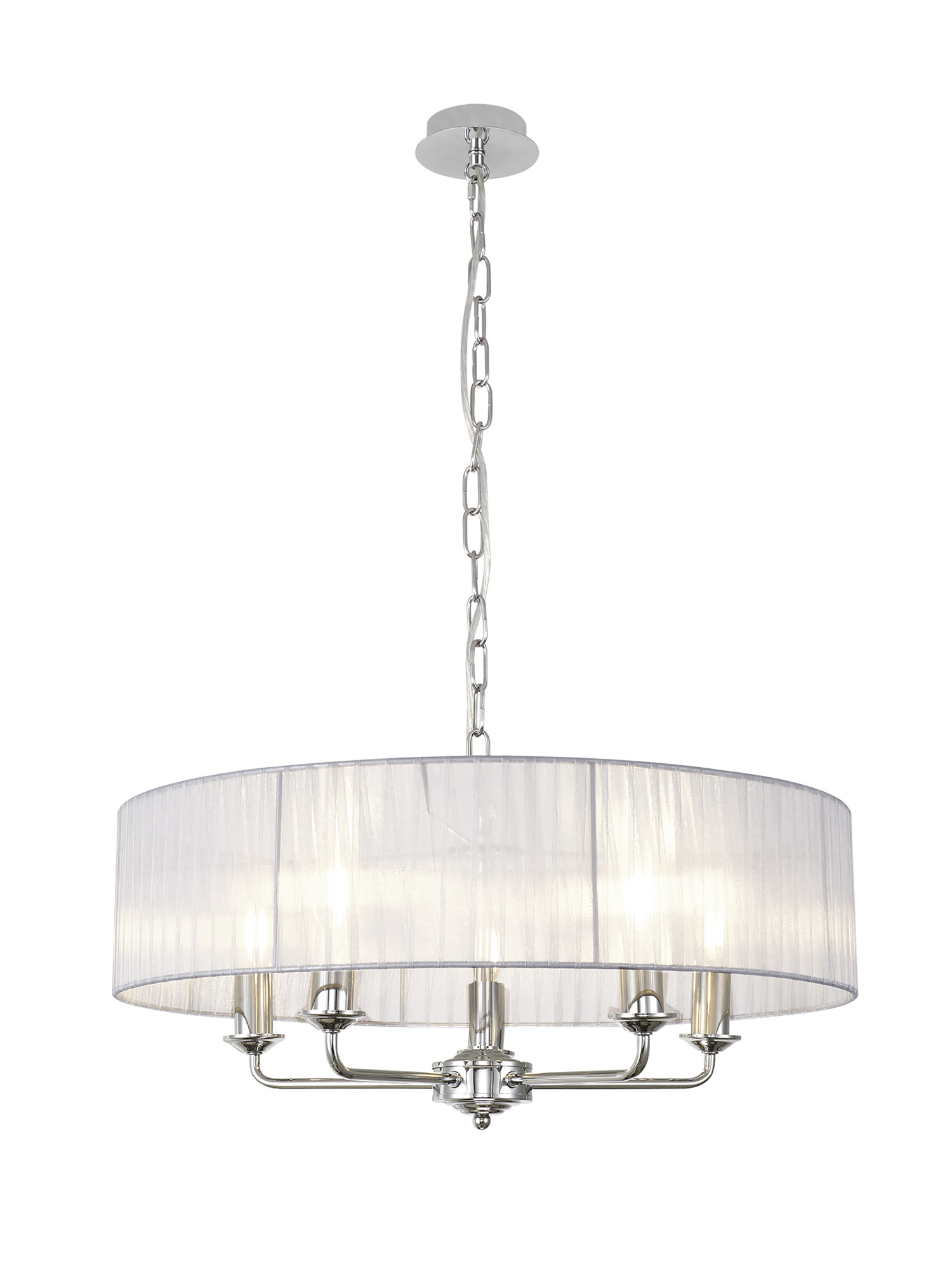 DK0864  Banyan 45cm 3 Light Pendant Polished Chrome; Grey